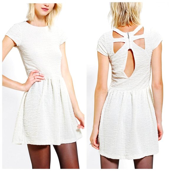 UO KIMCHI BLUE Shimmer Cream A-Line Dress - Picture 1 of 11